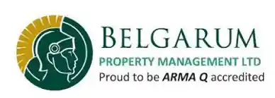 Logo of Belgar Property Management with a tagline about ARM.