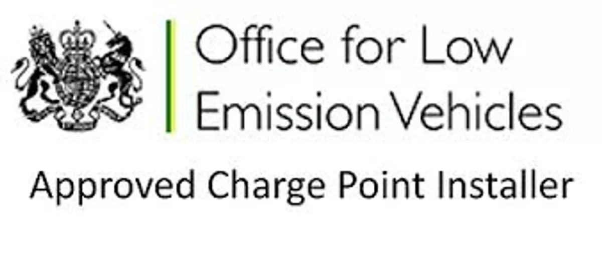 Sign for an electric vehicle charging point by the Office for Low Emission Vehicles.